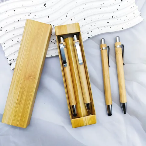 Colección de Bolígrafos de Bambú Natural Vintage Con Estuche a Juego Bolígrafos de Oficina Minimalistas para Profesionales