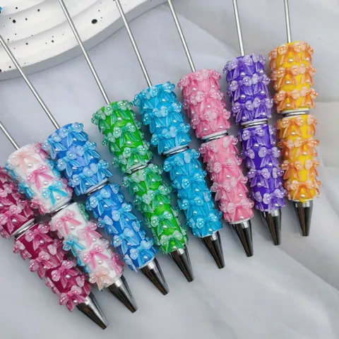 Bunter Schleife Strass Perlen Kugelschreiber Schwere Handwerk Harz Perle Schreibstift Für Damen Büro Schreibwaren Geschenk