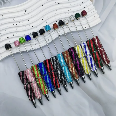 Luxus Handwerk Perlen Kugelschreiber Voller Strass Zebra Diagonalstreifen Muster 1.0mm Kugelspitze Metall Schreibstift