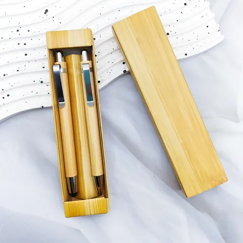 Colección de Bolígrafos de Bambú Natural Vintage Con Estuche a Juego Bolígrafos de Oficina Minimalistas para Profesionales