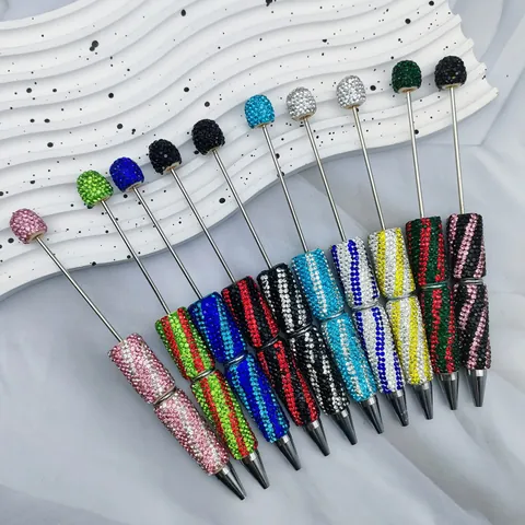 Luxus Handwerk Perlen Kugelschreiber Voller Strass Zebra Diagonalstreifen Muster 1.0mm Kugelspitze Metall Schreibstift