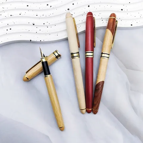 Business Natural Wood Bamboo Rosewood Fountain Pen Multi-Color Patchwork Ballpoint Pen For Office School Stationery Writing Gift