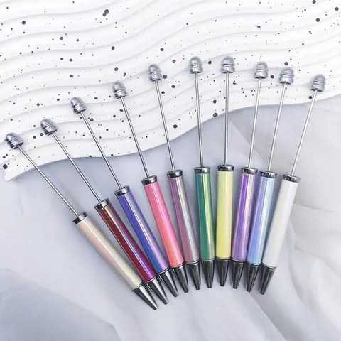 Bolígrafos para Enhebrar Cuentas DIY Coloridos UV Galvanizados Degradados Arcoíris Bolígrafos Personalizados para Escuela Oficina Regalo
