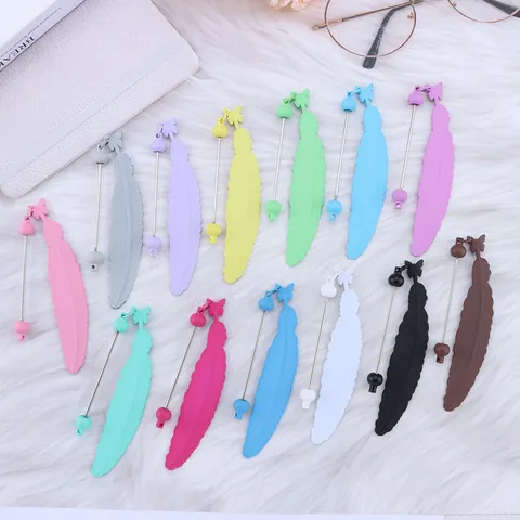 DIY Feather Shaped Beaded Bookmark Rod Candy Color Leaf Page Clip Handmade Beading Craft Supplies For Students Stationery