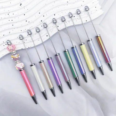 Bolígrafos para Enhebrar Cuentas DIY Coloridos UV Galvanizados Degradados Arcoíris Bolígrafos Personalizados para Escuela Oficina Regalo