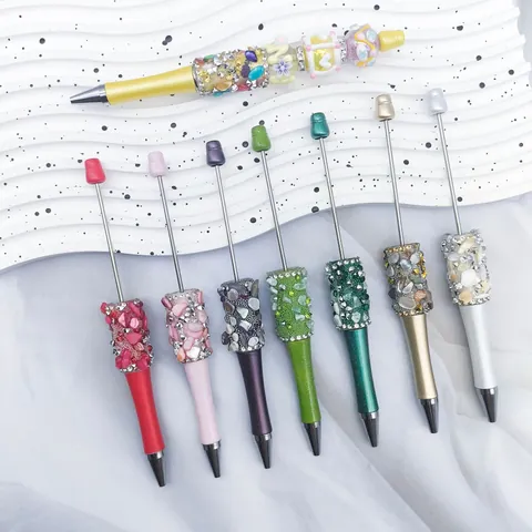 DIY Beaded Ballpoint Pen Handmade Wizard Of Oz Style Rhinestone Stone Inlay Rotating Metal Pen For Office School Gift