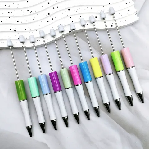 DIY Beaded Ballpoint Pens Plastic Metal Rotating Beads Pen For Office School Students Stationery Gift Handcrafted DIY Pen Multicolor