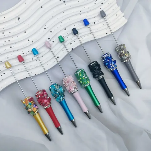 DIY Beaded Ballpoint Pen Handmade Wizard Of Oz Style Rhinestone Stone Inlay Rotating Metal Pen For Office School Gift