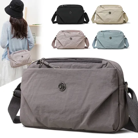 Women Mini Crossbody Bag Lightweight Polyester Cell Phone Purse Double Compartment Small Square Shoulder Bag Casual Daily