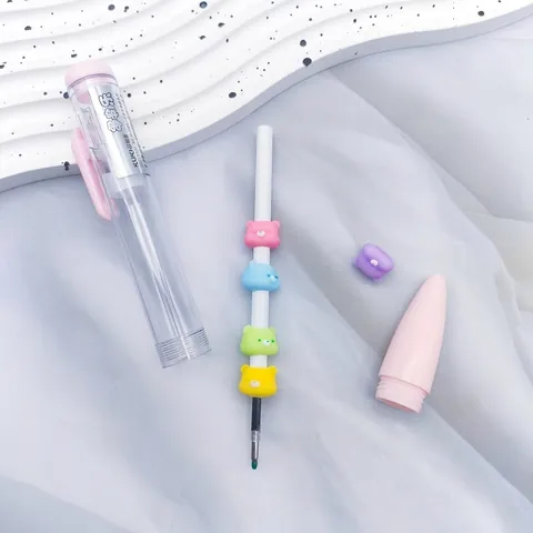 Lindo Bolígrafo de Gel Retráctil de Animales de Dibujos Animados Cuentas de Colores DIY 0.5 Tinta Negra Bolígrafo de Escritura para Escuela Oficina Estudiante Regalo