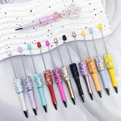 DIY Beaded Ballpoint Pen With Sparkling Star Moon Sequins Creative Handmade Beadable Pen Stationery Gift For Students Women DIY Personalized Pens