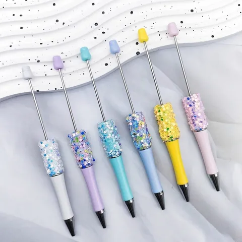DIY Beaded Ballpoint Pen With Sparkling Star Moon Sequins Creative Handmade Beadable Pen Stationery Gift For Students Women DIY Personalized Pens