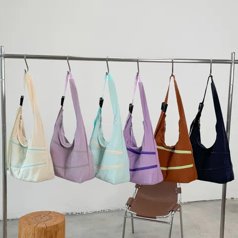 Women Retro Hobo Shoulder Bag Large Capacity Polyester Cotton Fabric Tote Bag Urban Minimalist Multi-Zipper Fashion Handbag