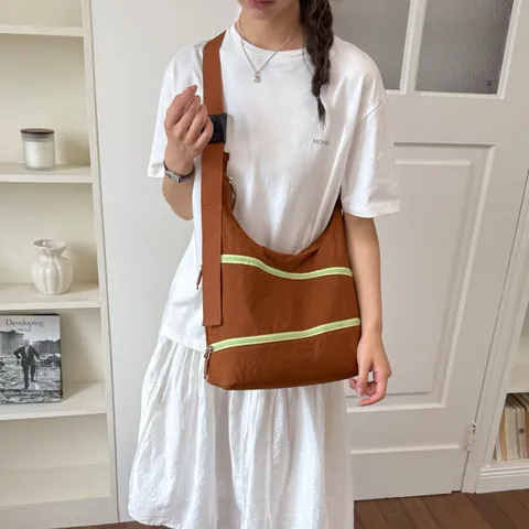 Women Retro Hobo Shoulder Bag Large Capacity Polyester Cotton Fabric Tote Bag Urban Minimalist Multi-Zipper Fashion Handbag