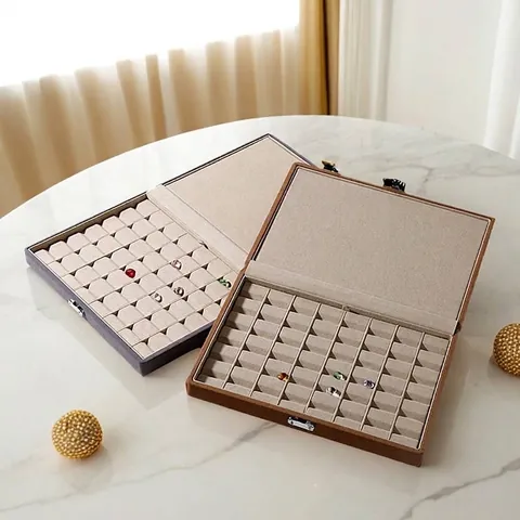 Professional PU Leather Jewelry Storage Box With Snap Button Removable Padding Multi Compartment Gemstone Display Tray Organizer For Loose Stones Diamonds