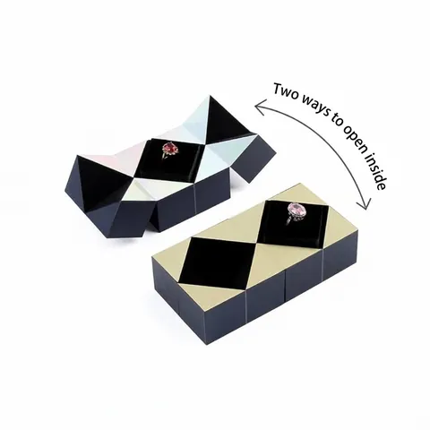 Caja de Joyas Creativa de Papel Especial con Forma de Cubo Mágico para Propuesta de Matrimonio Regalo Plegable Geométrico Forro Holográfico