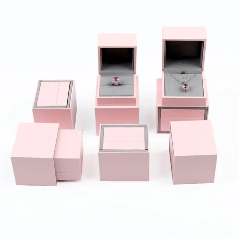 Luxus Spezialpapier Schmuckschatulle Doppeltür Schubladenstil Box-in-Box Mikrofaser Futter Verpackung Für Ring Halskette Ohrring Geschenkbox