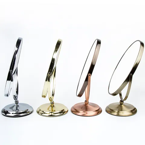 Doppelseitiger Make up Spiegel Desktop Schmuck Display Thekenspiegel Metallhalterung Drehbarer Kosmetikspiegel Für Juweliergeschäft Wohnkultur
