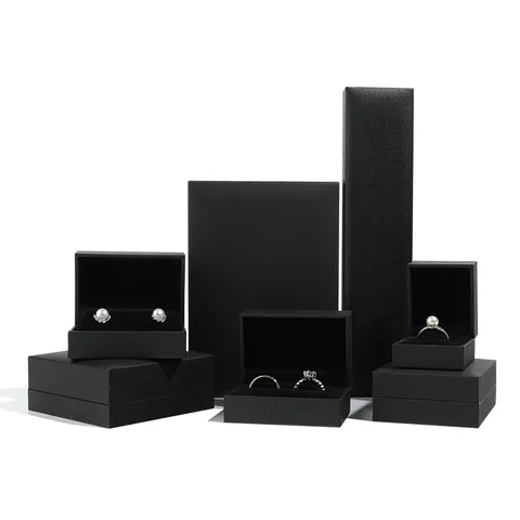 Skinned Paper Jewelry Box Velvet Lining Ring Pendant Necklace Bracelet Gift Box Rectangular Jewelry Display Packaging Organizer Case