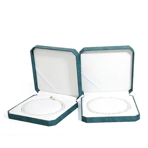 Luxury Octagonal Pearl Necklace Jewelry Gift Box PU Leather Velvet Lining Necklace Organizer Case Mothers Day Gift