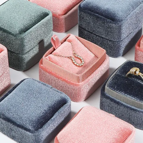 Velvet Round Corner Jewelry Box For Ring Earrings Pendant Necklace Storage Gift Packaging Case Display Organizer