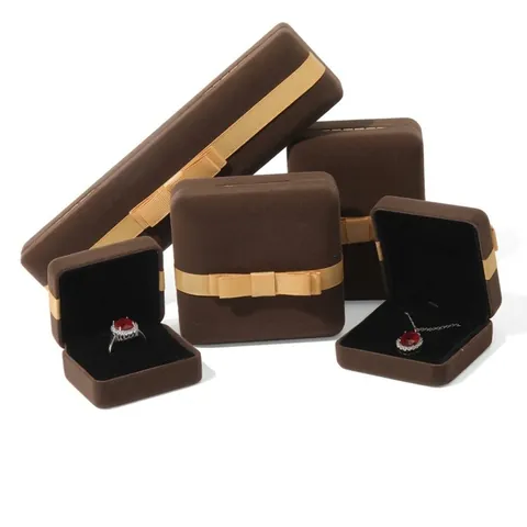 Elegante Strik Fluwelen Sieradendoos Boog Ring Hanger Armband Display Case Satijnen Cadeaudoos Sieraden Organizer Verpakking