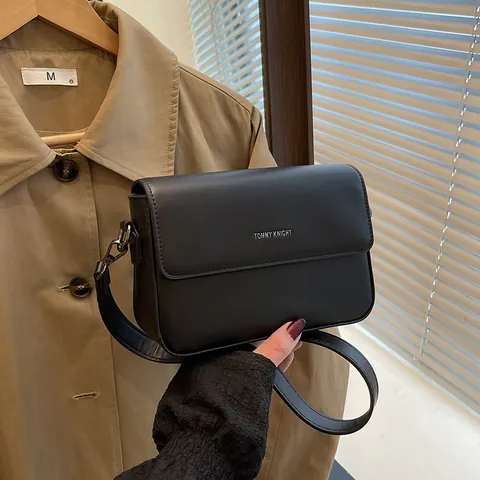 Vintage PU Leather Small Square Bag For Women Minimalist Fashion Shoulder Crossbody Bag Adjustable Single Strap Daily Casual Handbag