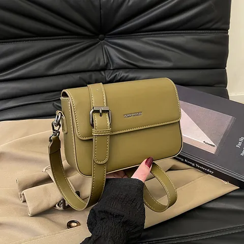 Vintage PU Leather Small Square Bag For Women Minimalist Fashion Shoulder Crossbody Bag Adjustable Single Strap Daily Casual Handbag