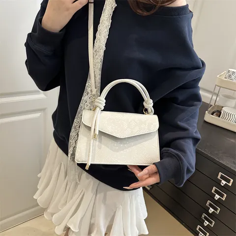 Minimalist Vintage Small Square PU Leather Shoulder Bag Women Snake Print Flap Crossbody Bag Trendy Daily Handbag