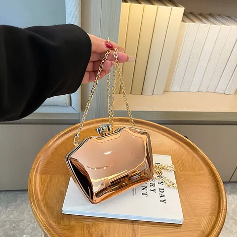 Women PVC Mirror Evening Bag Geometric Candy Color Chain Crossbody Clutch Fashion Party Banquet Hard Shell Square Purse