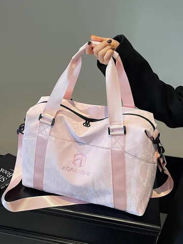 Borsa da Viaggio in Nylon a Grande Capacità per Donna Leggera alla Moda con Texture Pieghettata Borsa da Palestra per Sport Fitness Nuoto