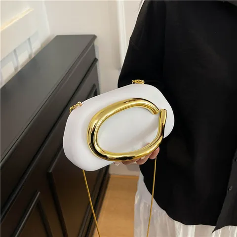 Acrylic Evening Bag For Women Cloud Shape Clutch With Golden Metal Handle Chain Strap Crossbody Bag Elegant Party Purse