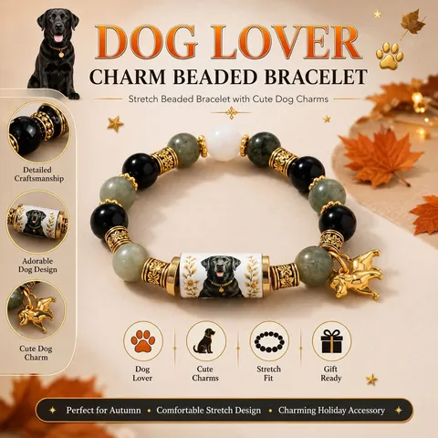 Bohemian Animal Beaded Bracelet For Women Handmade Synthetic Stone Elastic Stretch Sea Turtle Labrador Bee Cat Charm Jewelry Gift