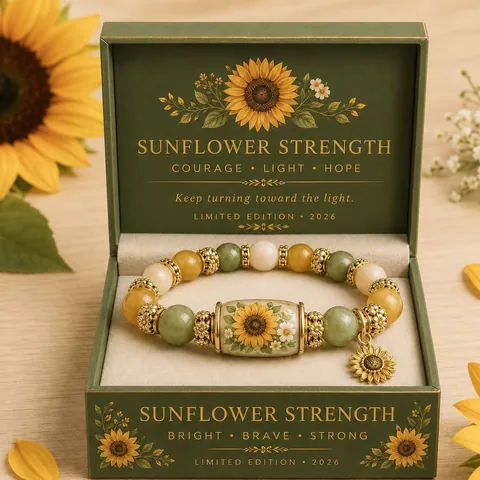 Handmade Beaded Elastic Bracelet Plastic Alloy Beads With Sunflower Bird Bee Charms Gift Box For Women Men Jewelry