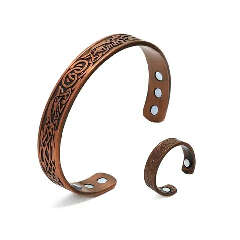 Vintage Zinklegierung Magnettherapie Armreif Armband Für Herren Damen Antik Kupfer Gold Silber Gebürstete Blume Offener Handschmuck
