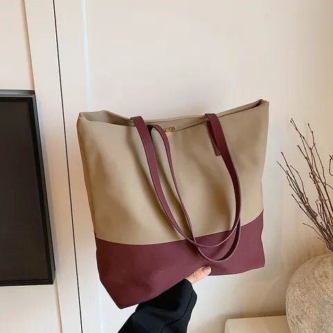 Γυναικείο Casual Τσάντα Τότε από Νάιλον με Χρωματική Αντίθεση Μεγάλη Χωρητικότητα Τσάντα Ώμου Μετακίνησης Μοντέρνα Τσάντα Μασχάλης Ρετρό Τσάντα Χειρός με Μαγνητικό Κούμπωμα