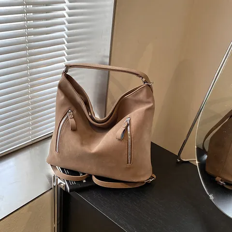 Sac Cabas Rétro Grande Capacité en Similicuir Dépoli Minimaliste Multi-Façons Sac à Épaule Bandoulière Sac à Dos Femme Travail
