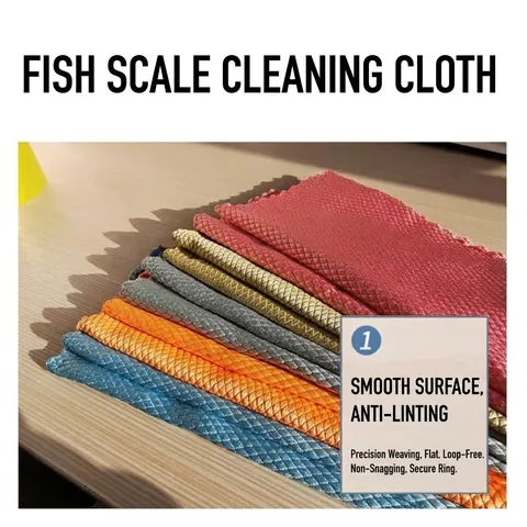 Microfiber Fish Scale Cleaning Cloth Thickened Absorbent Lint-Free Reusable Dishcloth For Kitchen Glass Car Household Cleaning Towels