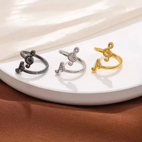 Music Note Treble Clef Open Adjustable Ring Zinc Alloy Musical Symbol Fashion Jewelry Finger Ring Gift For Music Lovers