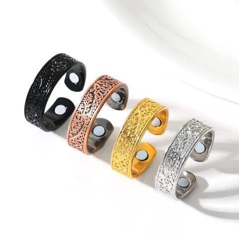 Vintage Tree of Life Magnetic Ring For Women Men Zinc Alloy Electroplated Celtic Knot Adjustable Open Finger Ring Jewelry Gift