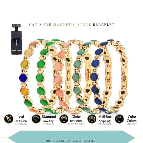 Semplice Braccialetto in Lega di Cristallo Imitazione Pietra Occhio di Gatto per Donna Gioielli in Strass Sanitari Magnetici Popolari Europei