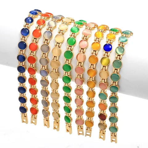 Semplice Braccialetto in Lega di Cristallo Imitazione Pietra Occhio di Gatto per Donna Gioielli in Strass Sanitari Magnetici Popolari Europei