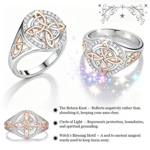 Two-tone Celtic Knot Zirconia Rings For Women Zinc Alloy Copper Gold Silver Plated Geometric Inlaid Finger Ring Fashion Jewelry