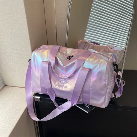 Irisierende Reisetasche Holographisches Nylon Große Kapazität Wasserdichte Duffel Bag Wochende Gepäcktasche Geschäftsreise Gym