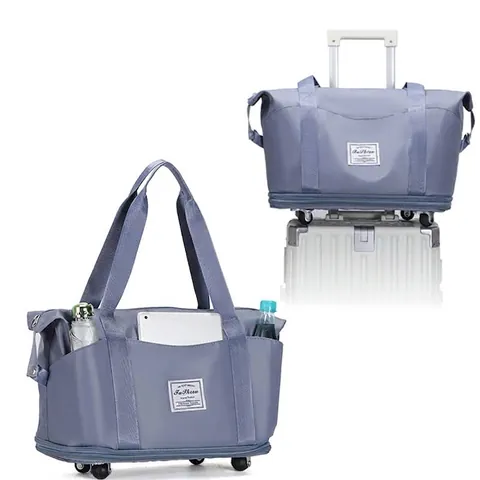 Foldable Large Capacity Rolling Travel Bag Waterproof Expandable Duffel Bag With Wheels Luggage Tote Bag For Women Men Weekend Gym Overnight Bag