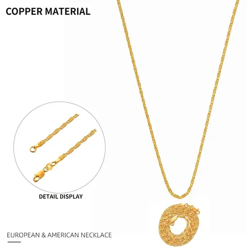 Minimalistische Kupfer Gold Silber Plattiert Flache Gliederkette Halskette Für Herren Damen Mode Hochwertiger Geometrischer Schmuck