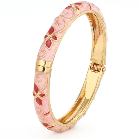 Retro Court Style Zinc Alloy Enamel Clover Floral Bangle For Women Colorful Geometric Open Hinged Stacking Bracelet Jewelry