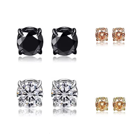 Mode Magnetische Ohne Piercing Ohrstecker Für Damen Herren Geometrische Runde Zirkonia Legierung Clip Auf Ohrringe Schmuck