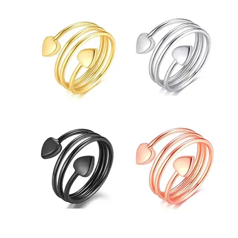 Heart Magnet Open Ring For Women Men Adjustable Spring Spiral Magnetic Therapy Alloy Finger Ring Minimalist Jewelry Gift