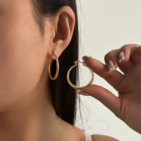 Vintage Oversized Metal Hoop Earrings For Women Gold Silver Plated Geometric Statement Teardrop Rhinestone Earrings Jewelry